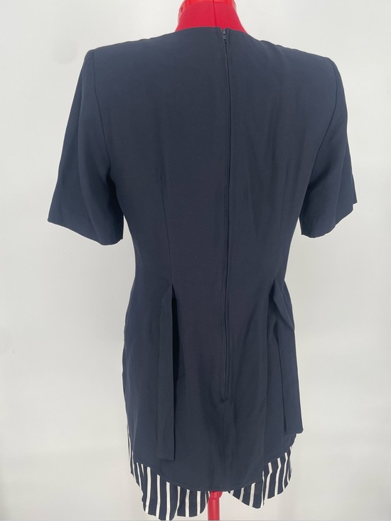 1980s Navy & White Nautical Striped Shorts Romper J.S.J. Petites Back Waist Tie - Picture 7 of 12